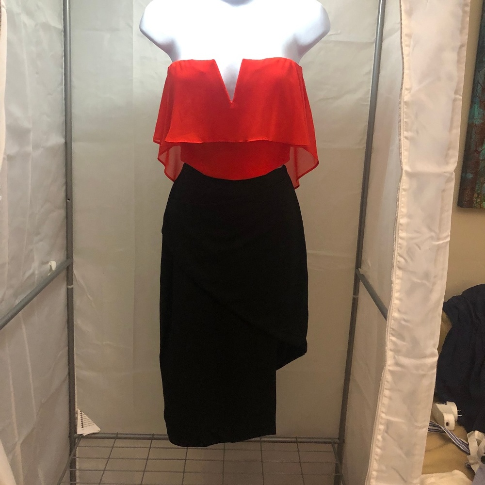 Bebe Black Asymmetrical Pencil Skirt